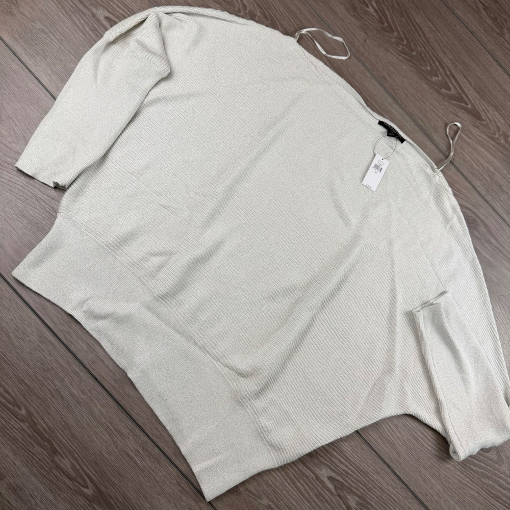 Banana Republic Women Sweater Dolman Metallic Shimmer Silver XL